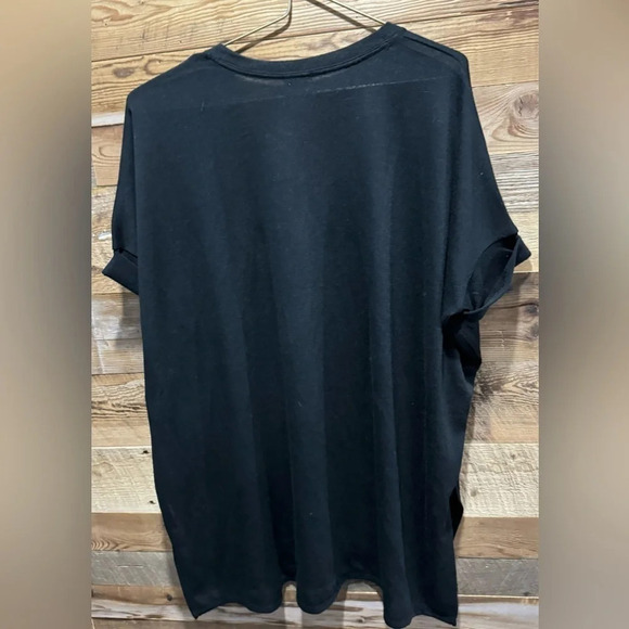 Chicos Tunic top Black knit V- Neck oversized stretch slit sleek cuffed loose S - Picture 5 of 6